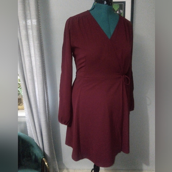 Monteau Wrap Dress With Peek A Boo Slit Sleeves Sz L NWT - Picture 14 of 14